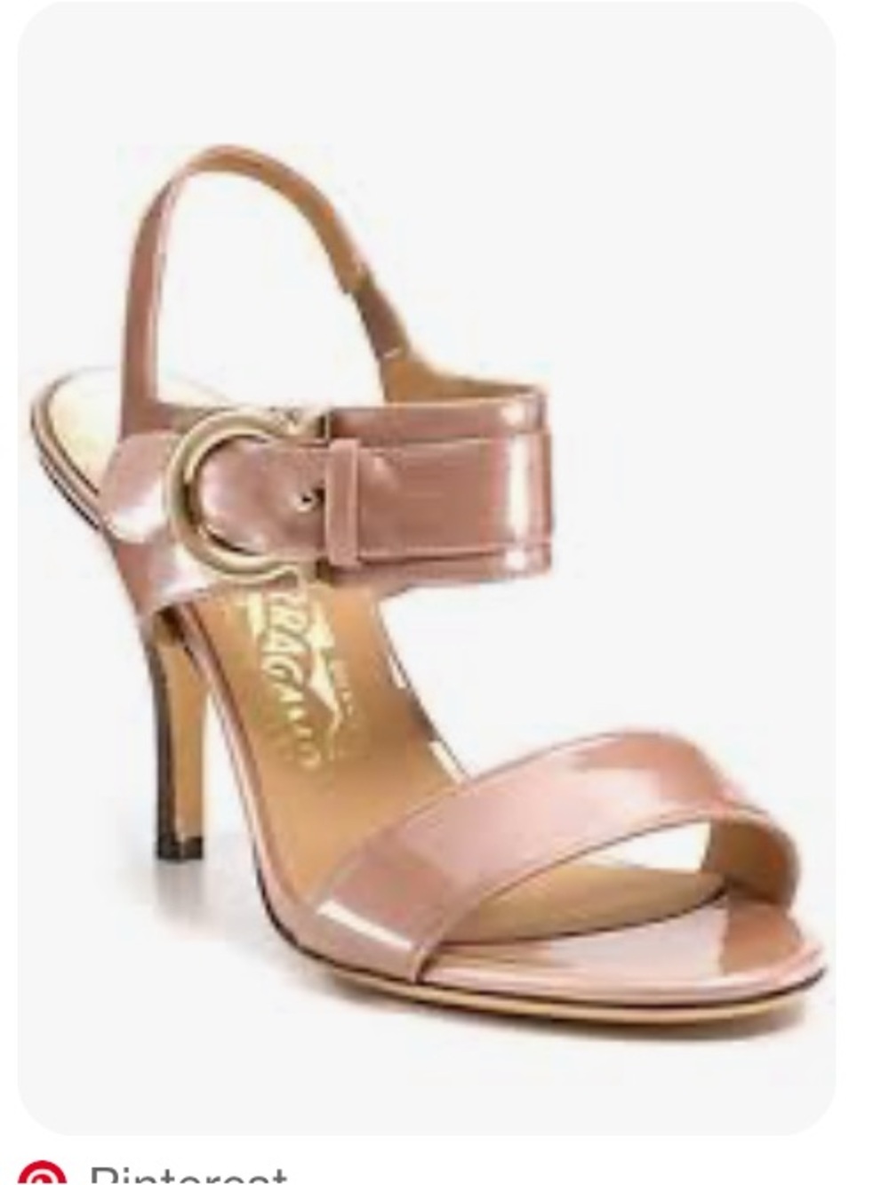 Salvatore Ferragamo Patent Leather High Heel Sandals in Nude/Tan